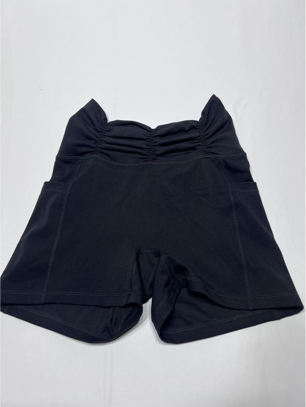 BLOGILATES Black High Waist Athletic Shorts with Ruched Waistband Size M